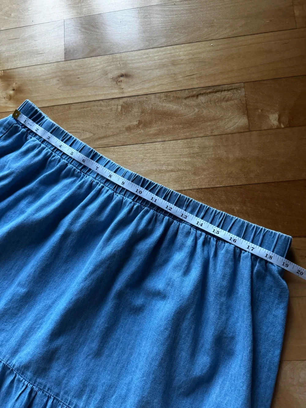 Lane Bryant 100 % Cotton Blue Tiered Denim Maxi Skirt size 14/16